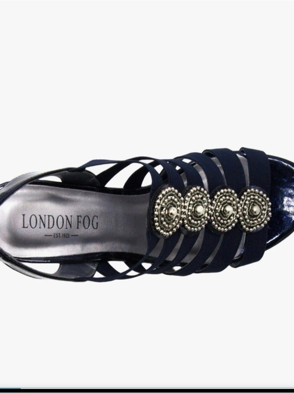 London Fog Navy Decorative Medallion Strappy Sandal
